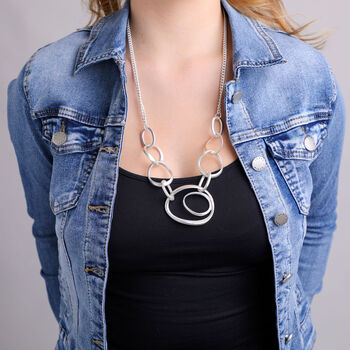 Multi Ring Matte Look Statement Necklace, 3 of 9