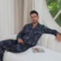 Men’s Black Silk Blend Long Pyjamas, thumbnail 2 of 7