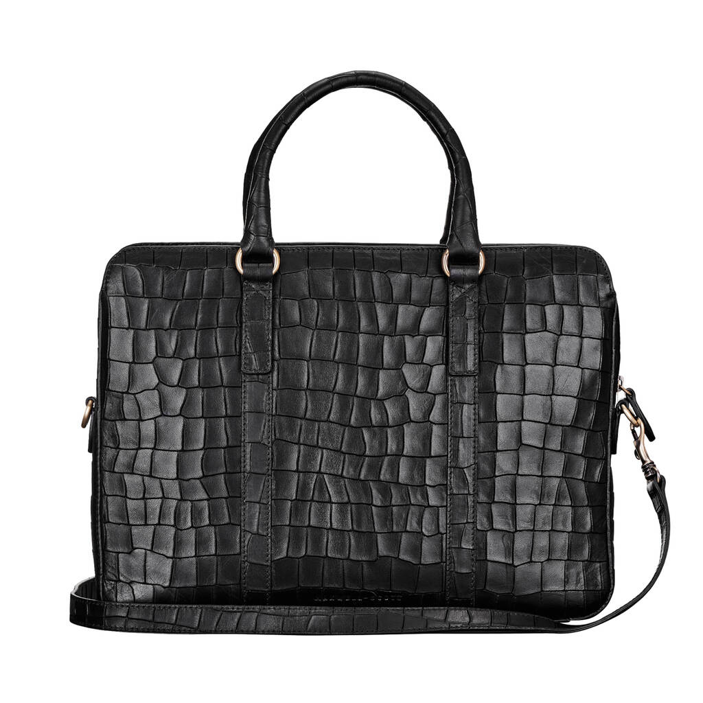 Women's Croc Leather Slim Laptop Bag 'Sorrento Croco' By Maxwell Scott
