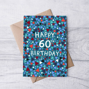 60th Birthday Card For Men, Geometric 60th Card, For Him, 2 of 2