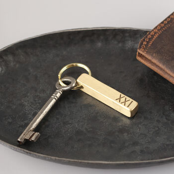 21st Anniversary Brass Bar Keyring. Available With A Choice Of Designs, 2 of 11