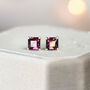 Purple Square Stud Earrings In Sterling Silver, thumbnail 1 of 11