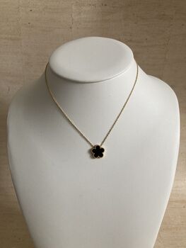 Five Leaf Black Single Clover Pendant Necklace, 3 of 5