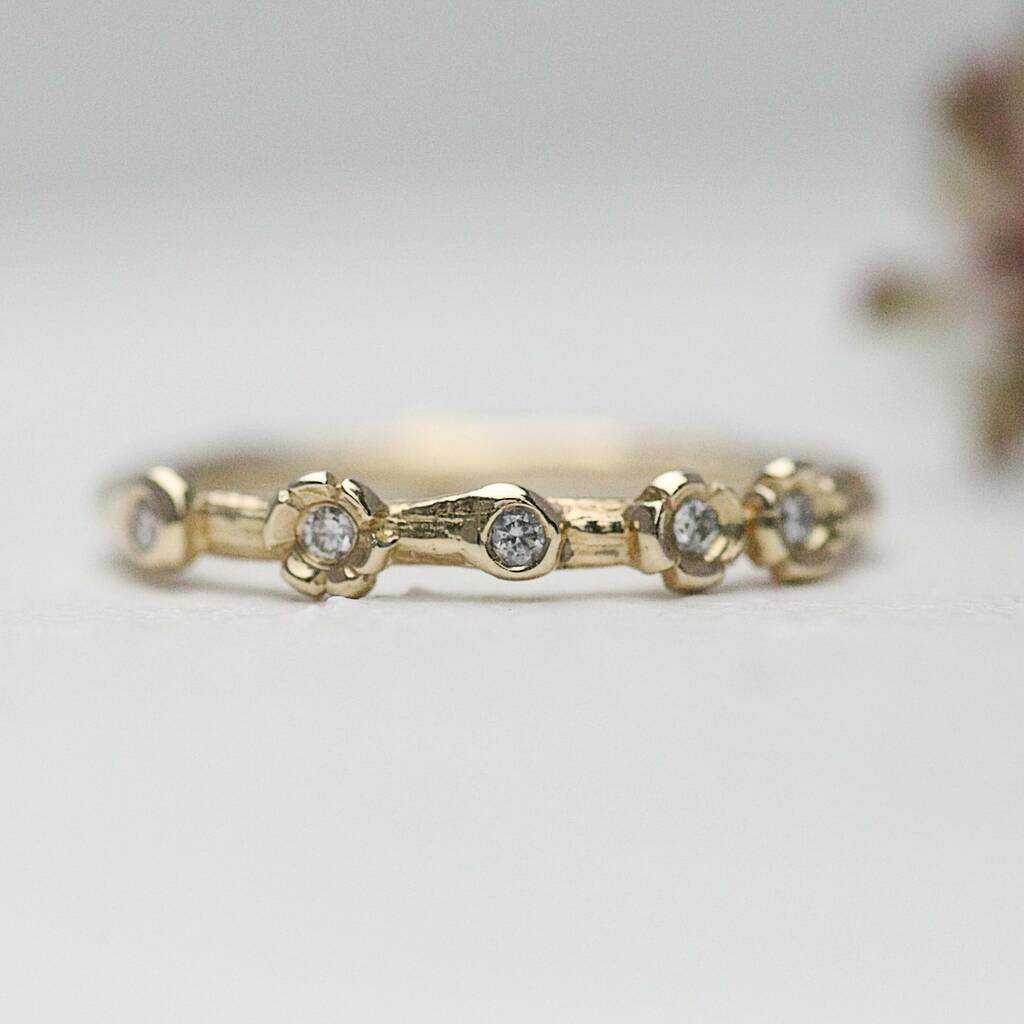 Wild Meadow Diamond Flower Wedding Ring, 1 of 4