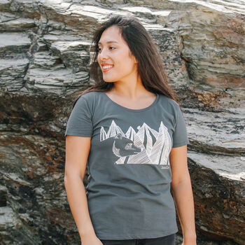 Organic Womens Mountain Bear T Shirt, 3 of 4