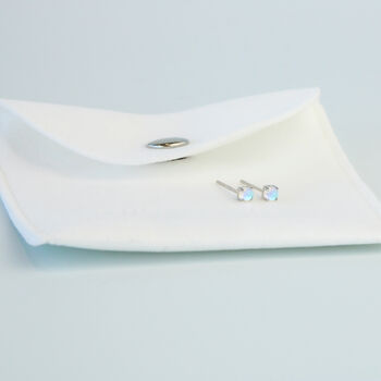 Sterling Silver Moonstone Crystal Stud Earrings, 3 of 4