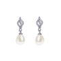 Lisbon Crystal And Pearl Rhodium Plated Earrings, thumbnail 2 of 6