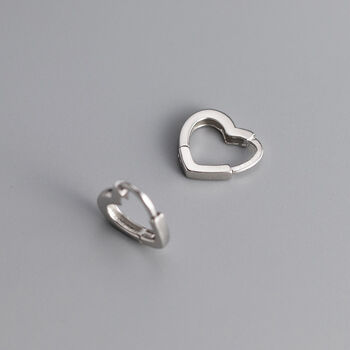 Heart Shape Huggie In Silver, 2 of 3