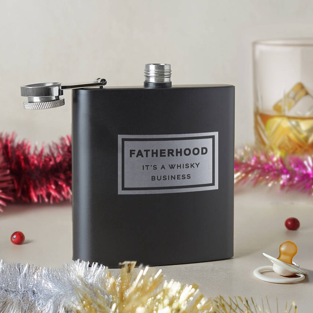 'Fatherhood Is A Whisky Business' Hip Flask, 1 of 10