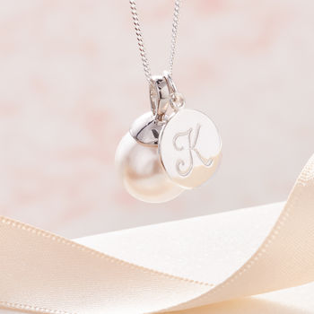 Pearl Pendant Necklace In Silver With Initial, 12 of 12