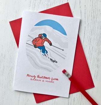 Personalised Ski Christmas Card, 2 of 4