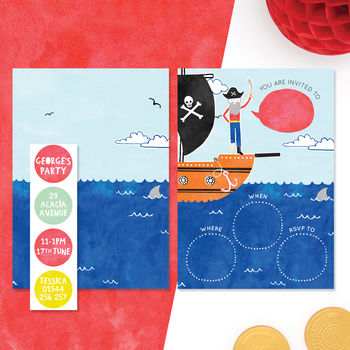 Personalised Pirate Invitations With Sticker Activity, 3 of 3