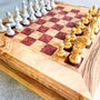 Personalised Handmade Olive Wood Full Chess Board Set, thumbnail 7 of 12