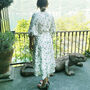 Anna Linen Blend Wrap Dress With Leaf Print, thumbnail 3 of 9