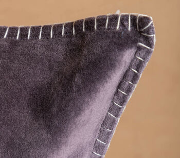 Grey Cotton Velvet Cushion Cover With Feston Stitch, 2 of 4