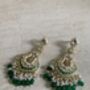 Meenakari Green Gold Plated Dangle Indian Earrings, thumbnail 5 of 8