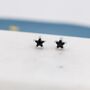 Black Cz Star Stud Earrings In Sterling Silver, thumbnail 4 of 9