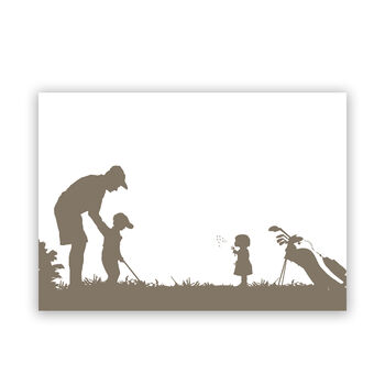 Father Playing Golf With Daughter And Son Art Print, 2 of 3