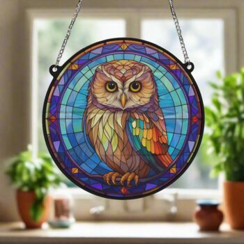 Little Owl Stained Glass Effect Suncatcher, 2 of 6