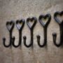 Heart Hanging Coat Hooks Wall Mounted 5pc Iron Holders, thumbnail 2 of 5