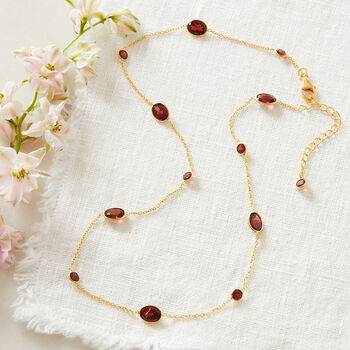 Garnet Pebble Gold Plated Silver Chain Necklace, 2 of 11