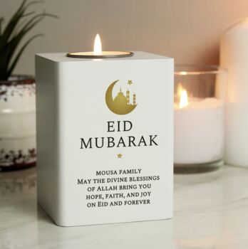 Personalised Eid And Ramadan Wooden Tea Light Holder, 2 of 3