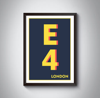 E4 Waltham Forrest London Typography Postcode Print, 8 of 10