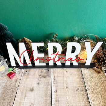 Merry Christmas Sign With Mirrored Acrylic Letters, 5 of 9