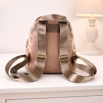 Personalised Childrens Beige Flower Small Backpack, 3 of 5
