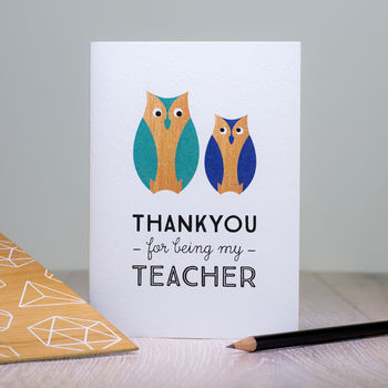 Thankyou Teacher Card With Owls, 3 of 4