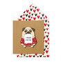 Handmade I Puggin' Love You Valentines Personalised Greeting Card, thumbnail 1 of 4