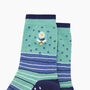 Embroidered Bee Daisy Combed Cotton Socks In Green, thumbnail 2 of 4