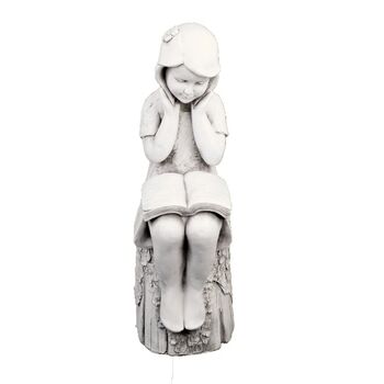 Julie Reading Girl 86cm White Stone Effect, 4 of 5