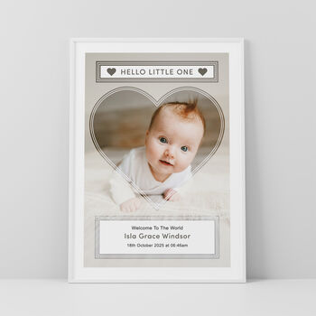 Hello Little One Photo Print Personalised New Baby Gift, 4 of 5