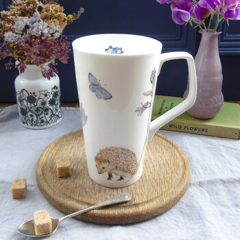 Hedgehog And Bluebell Bone China Latte Mug, 9 of 10
