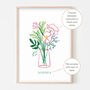 Bouquet Personalised Name, Date Or Holiday Art Print, thumbnail 1 of 4