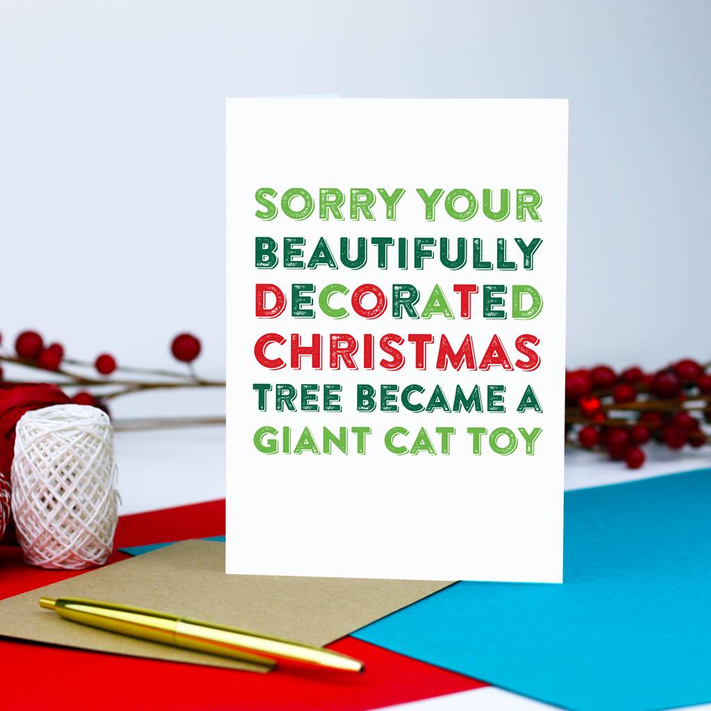 Christmas Tree Cat Toy Card