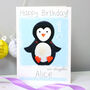 Personalised Penguin Blue Birthday Card, thumbnail 4 of 6