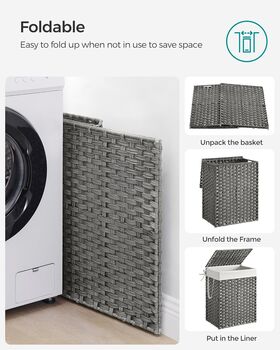 Handwoven Clothes Laundry Hamper Storage Basket, 6 of 7