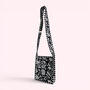 Mini Cross Body Bag | Black And White Block Print Floral, thumbnail 3 of 5