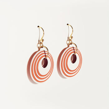 Cream And Terracotta Stripey Circular Earrings, 4 of 6