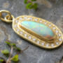 Opal Necklace With Diamonds In 18ct Yellow Gold, thumbnail 2 of 6