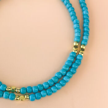 Turquoise Beaded Gold Necklace, 6 of 8