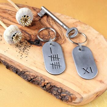 11th Anniversary Gift; Steel Dog Tag Key Ring, 2 of 12