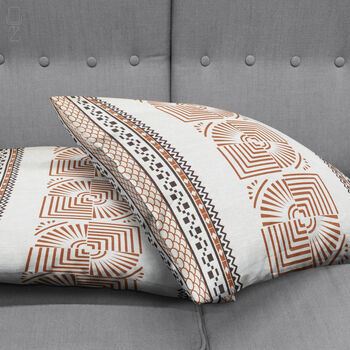 Ethnic Pattern Cushion Cover With Geometric Brown Lines, 4 of 7