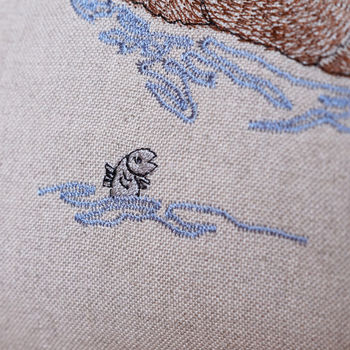 Sleeping Otter Mum And Pup Embroidered Cushion, 6 of 6