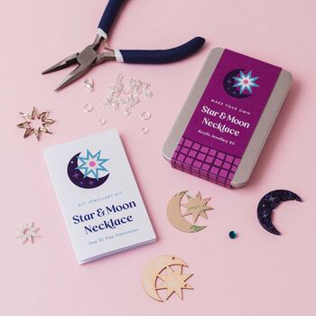 Celestial Star And Moon Necklace Making Kit, Diy Jewellery Craft Kit, 6 of 7