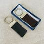 Men's Leather / Silver Keyring ~ Boxed, thumbnail 1 of 4
