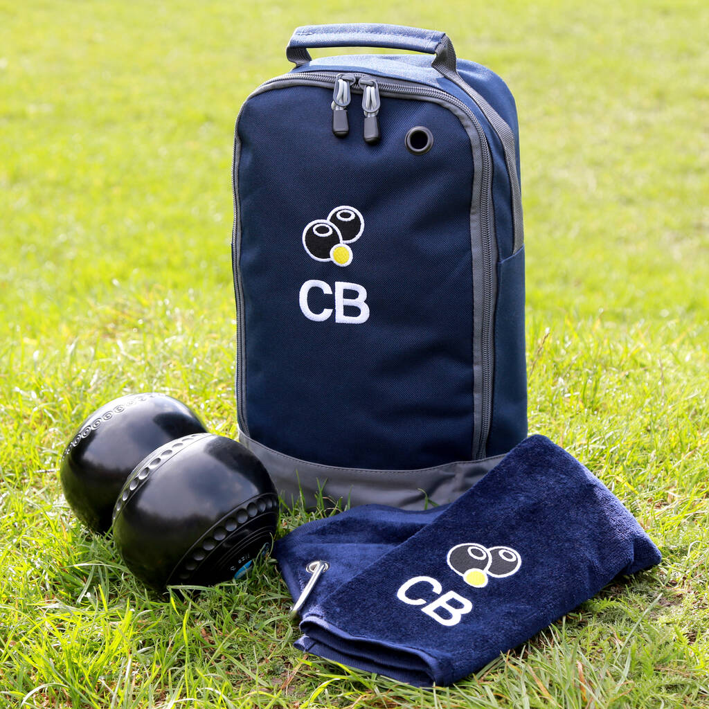Personalised Bowls Shoe Bag And Towel Set, 1 of 5