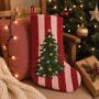 Personalised Pink And Red Stripe Christmas Tree Stocking, thumbnail 1 of 2